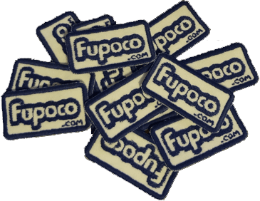 fwa 2014 giveaway pile of fupoco logo embroidery patch magnets